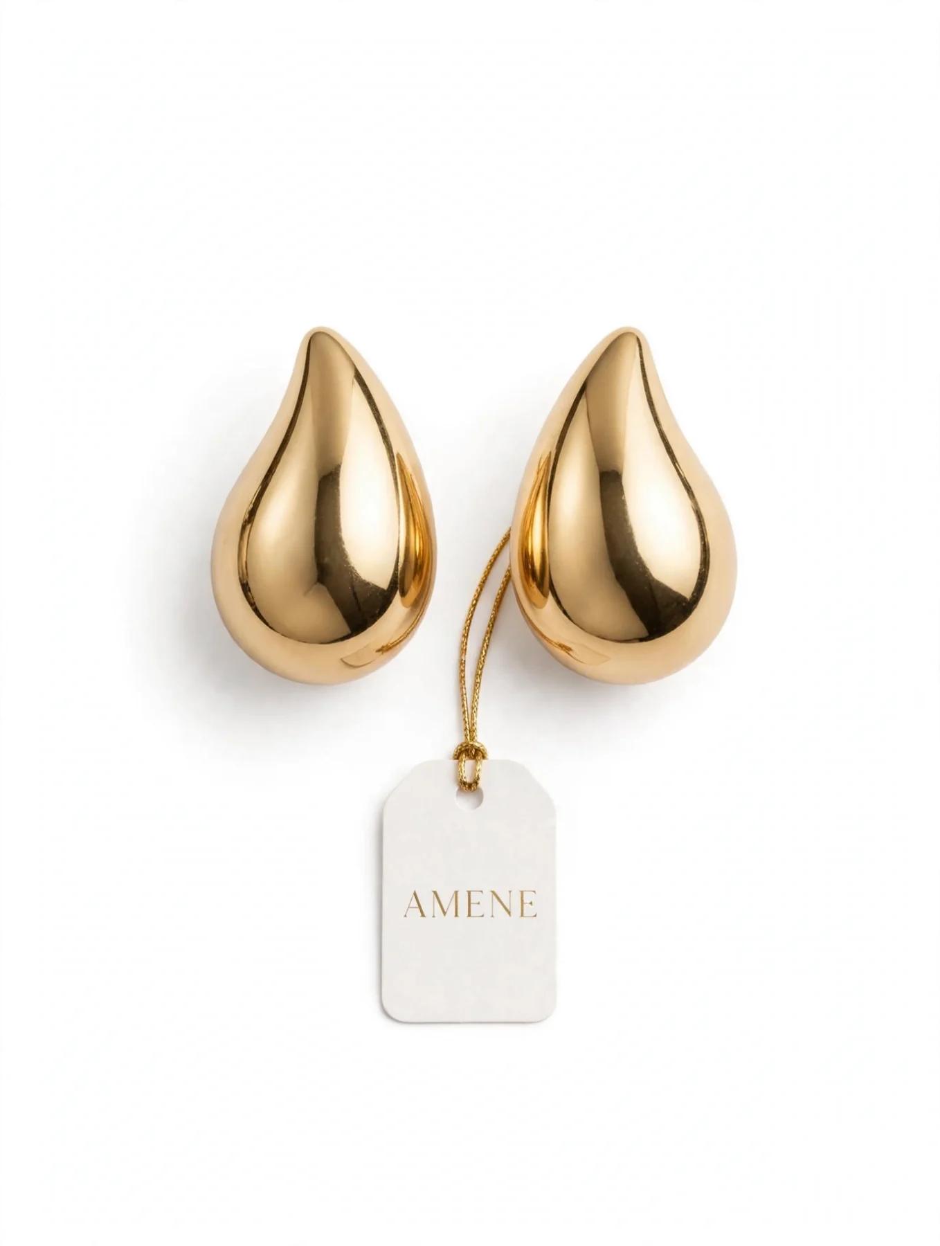 Brinco gota dourado minimalista 2,5 x 1,5 cm