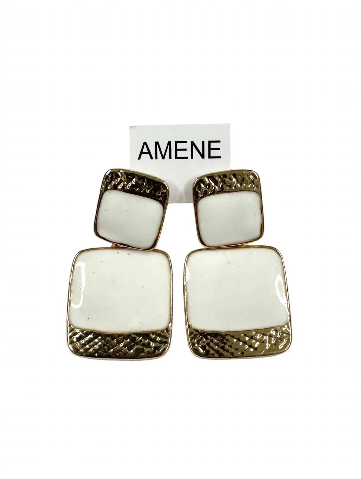 Brinco madriperola e dourado quadrado 2,5 x 3,5 cm