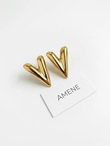 Brinco dourado inspiração v 2,5x3,5 cm