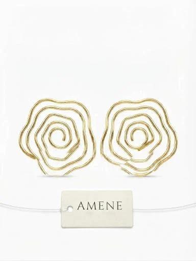 Brinco aço antialérgico orgânico dourado 3,5 cm verniz italiano